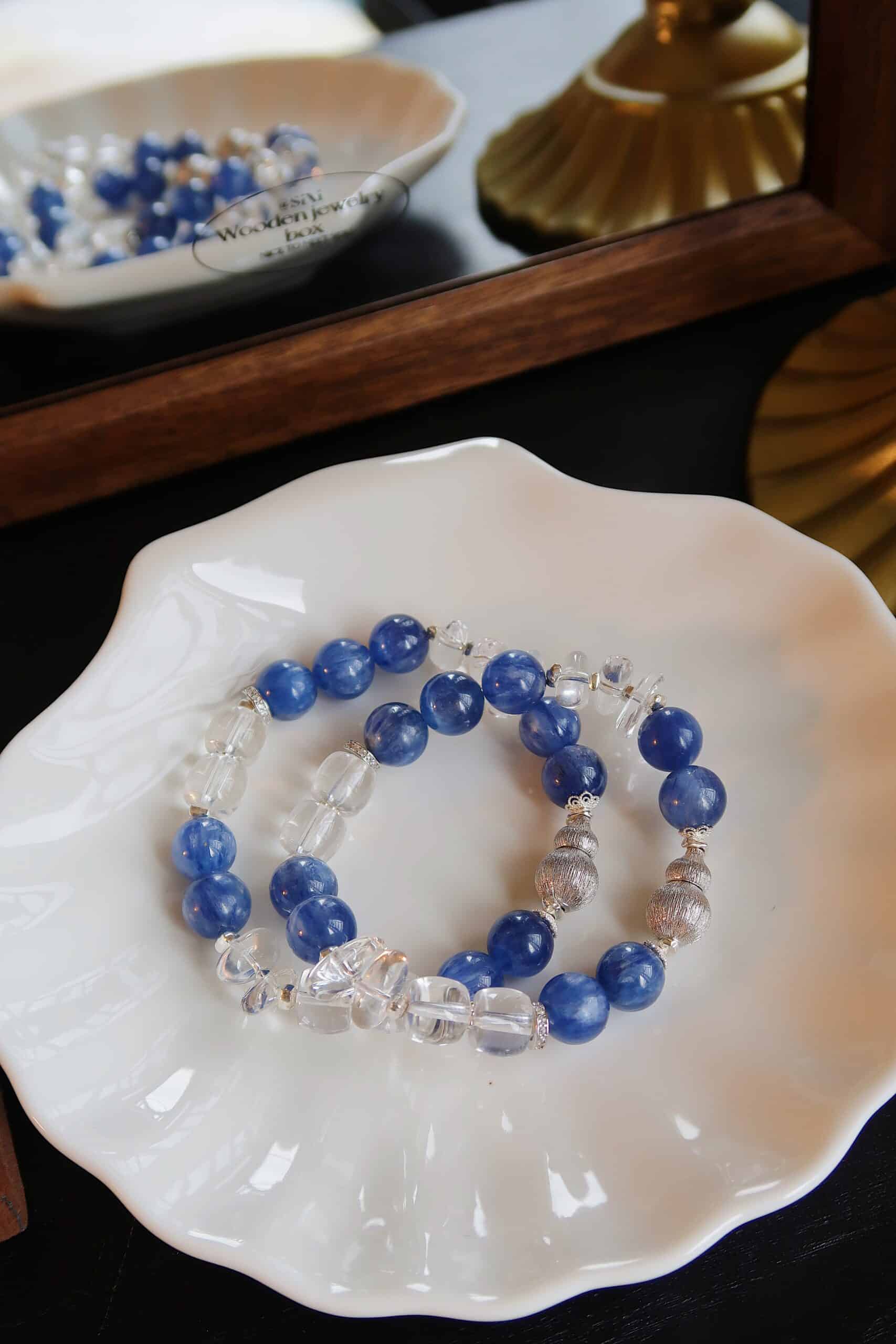 Blue Kyanite and Clear Quartz Bracelet in 925 Sterling Silver - Image 2