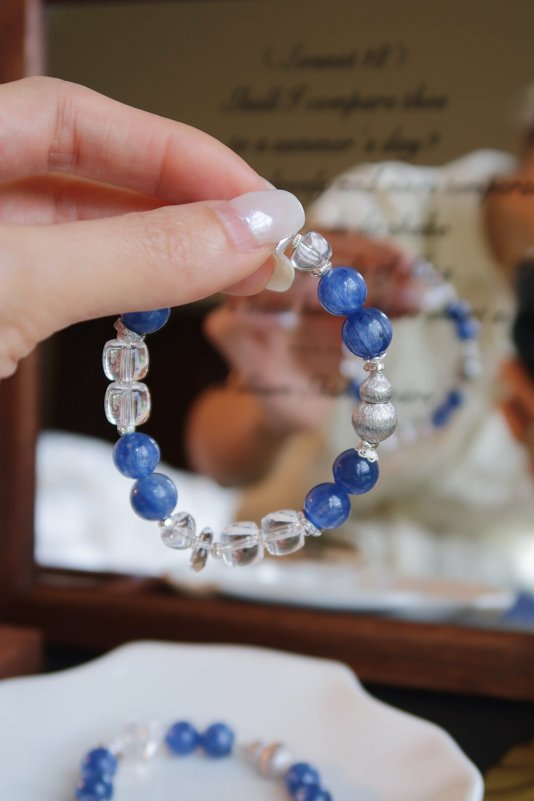 Blue Kyanite and Clear Quartz Bracelet in 925 Sterling Silver - Image 4
