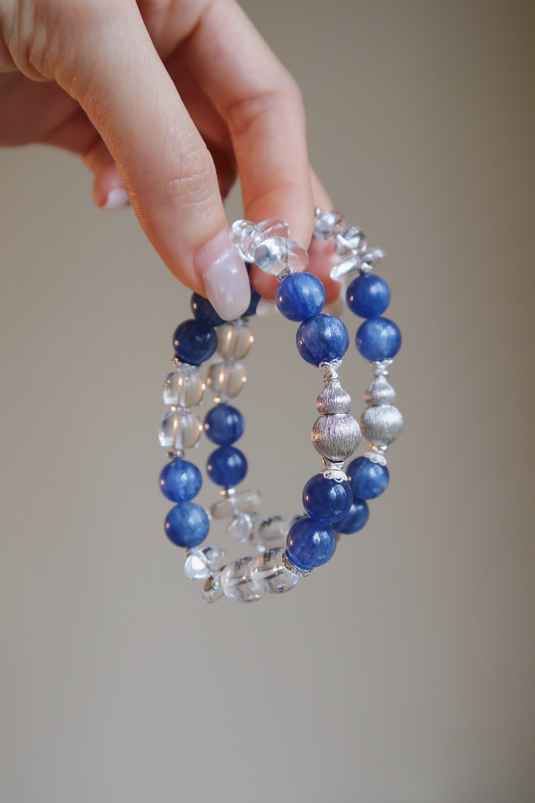 Blue Kyanite and Clear Quartz Bracelet in 925 Sterling Silver - Image 6