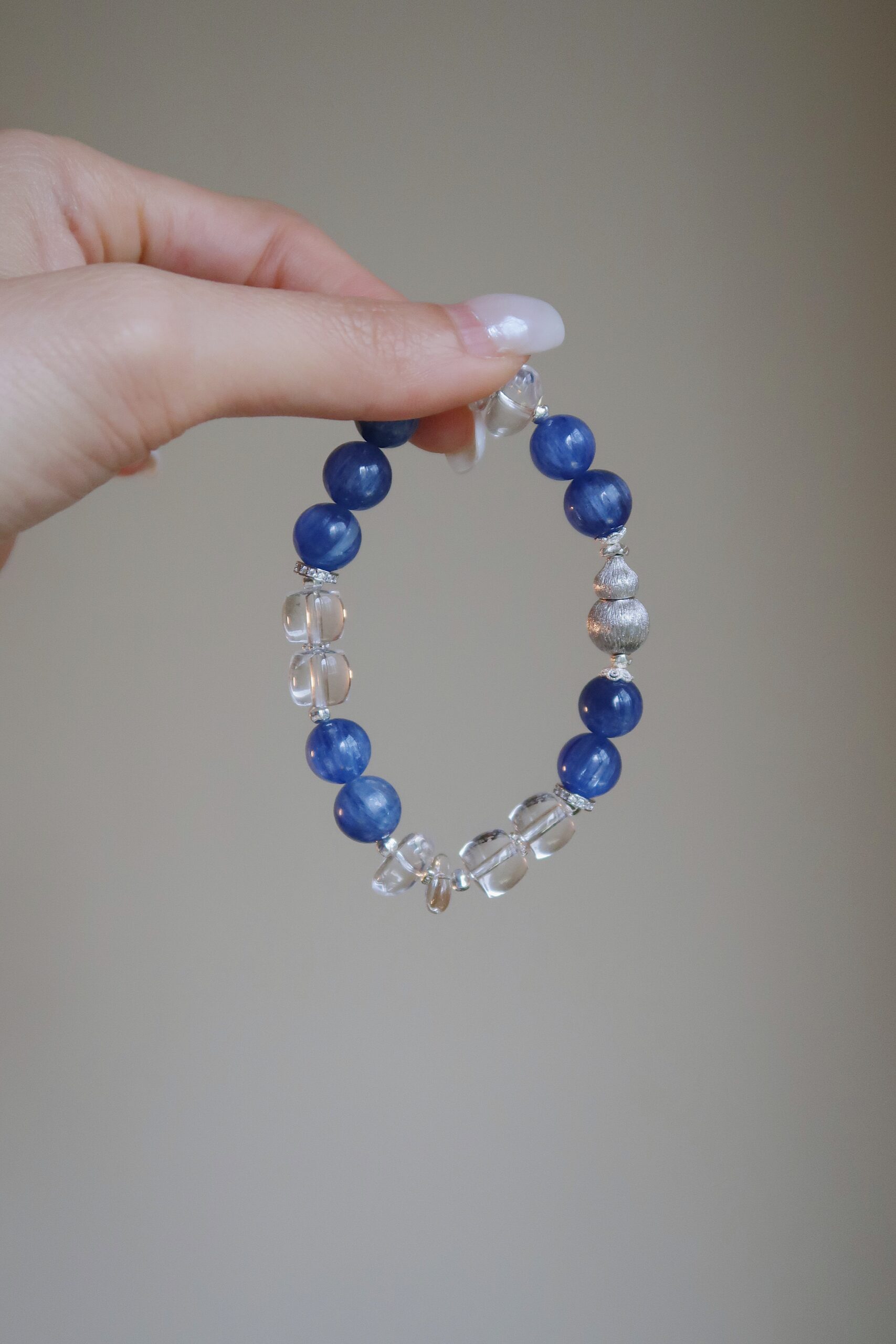 Blue Kyanite and Clear Quartz Bracelet in 925 Sterling Silver - Image 7