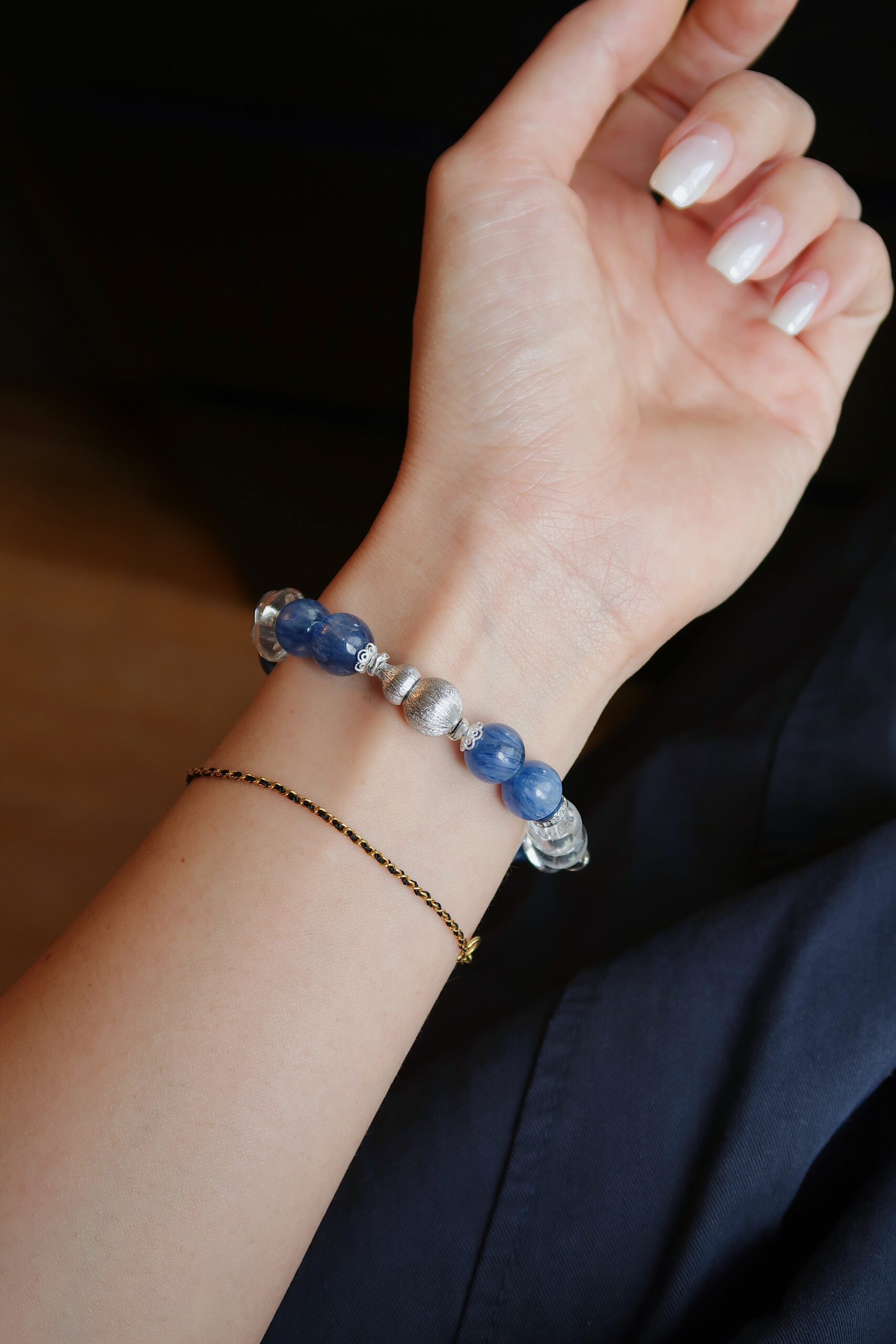 Blue Kyanite and Clear Quartz Bracelet in 925 Sterling Silver - Image 9