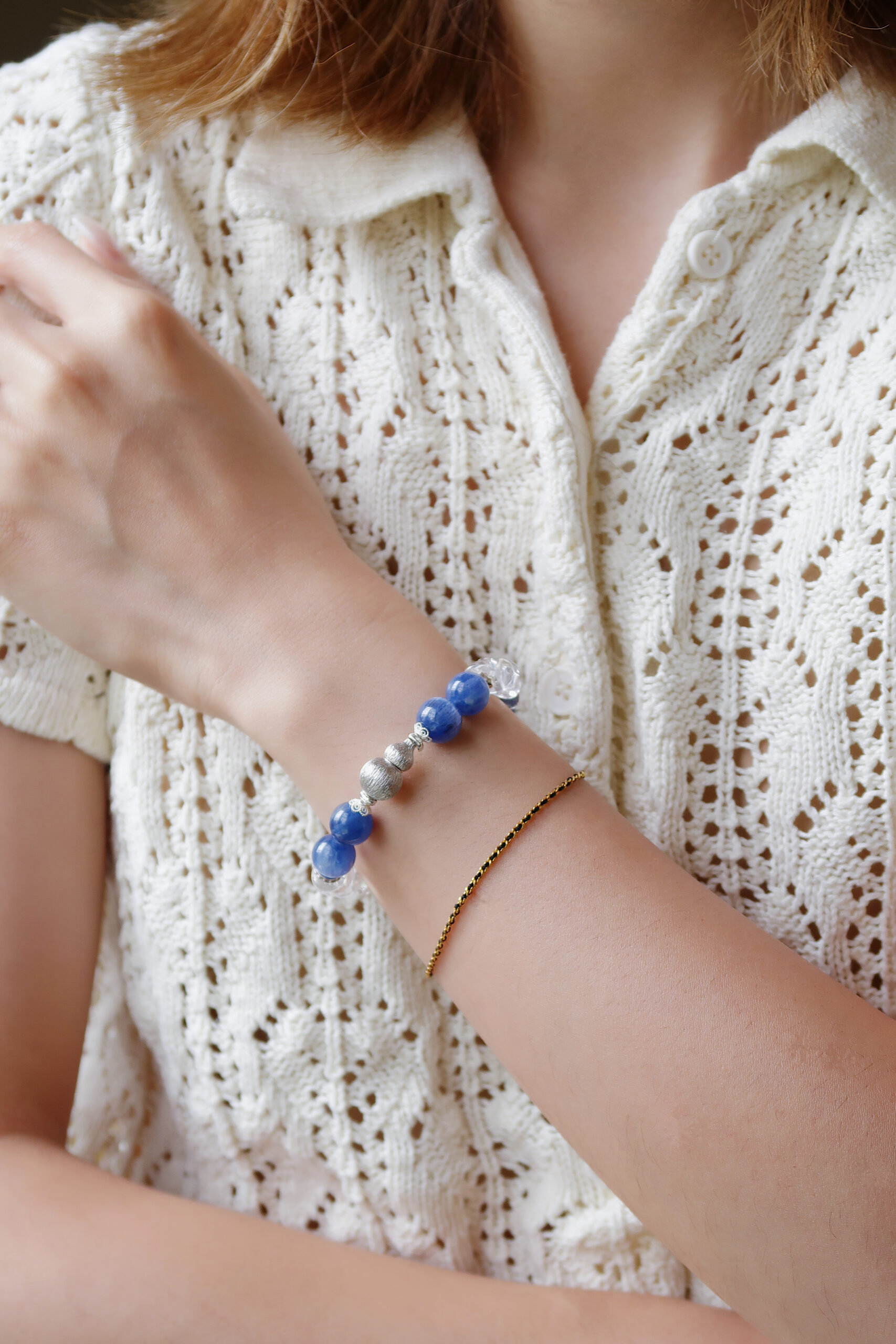 Blue Kyanite and Clear Quartz Bracelet in 925 Sterling Silver - Image 10