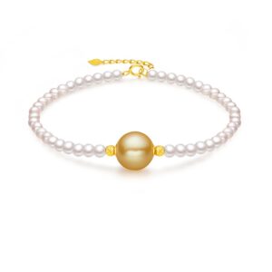 South Sea Golden Pearl and Aurora Tiny Pearl Bracelet