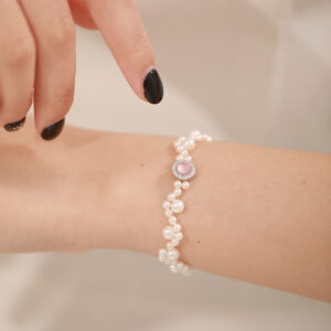 Rippling Bloom Pearl Bracelet (Rose Quartz)