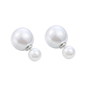 Pearl Stud Earrings with Double Pearls