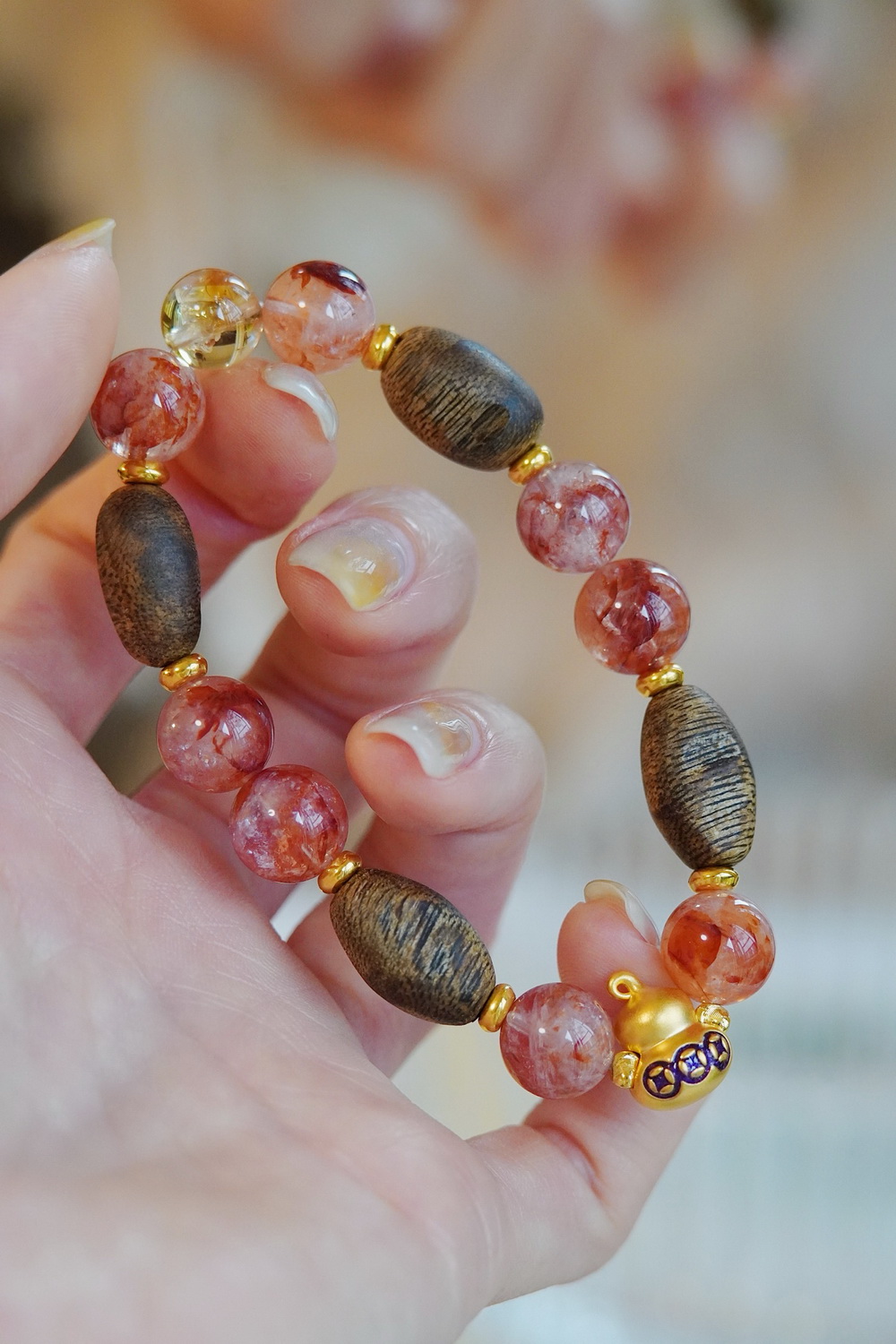 Crystal Bracelets Gold Jewelry, Agarwood Gemstones Jewelry Energy Stone Zen Style Spirit - Image 4