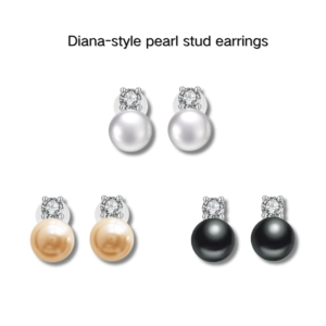 Diana-style pearl stud earrings